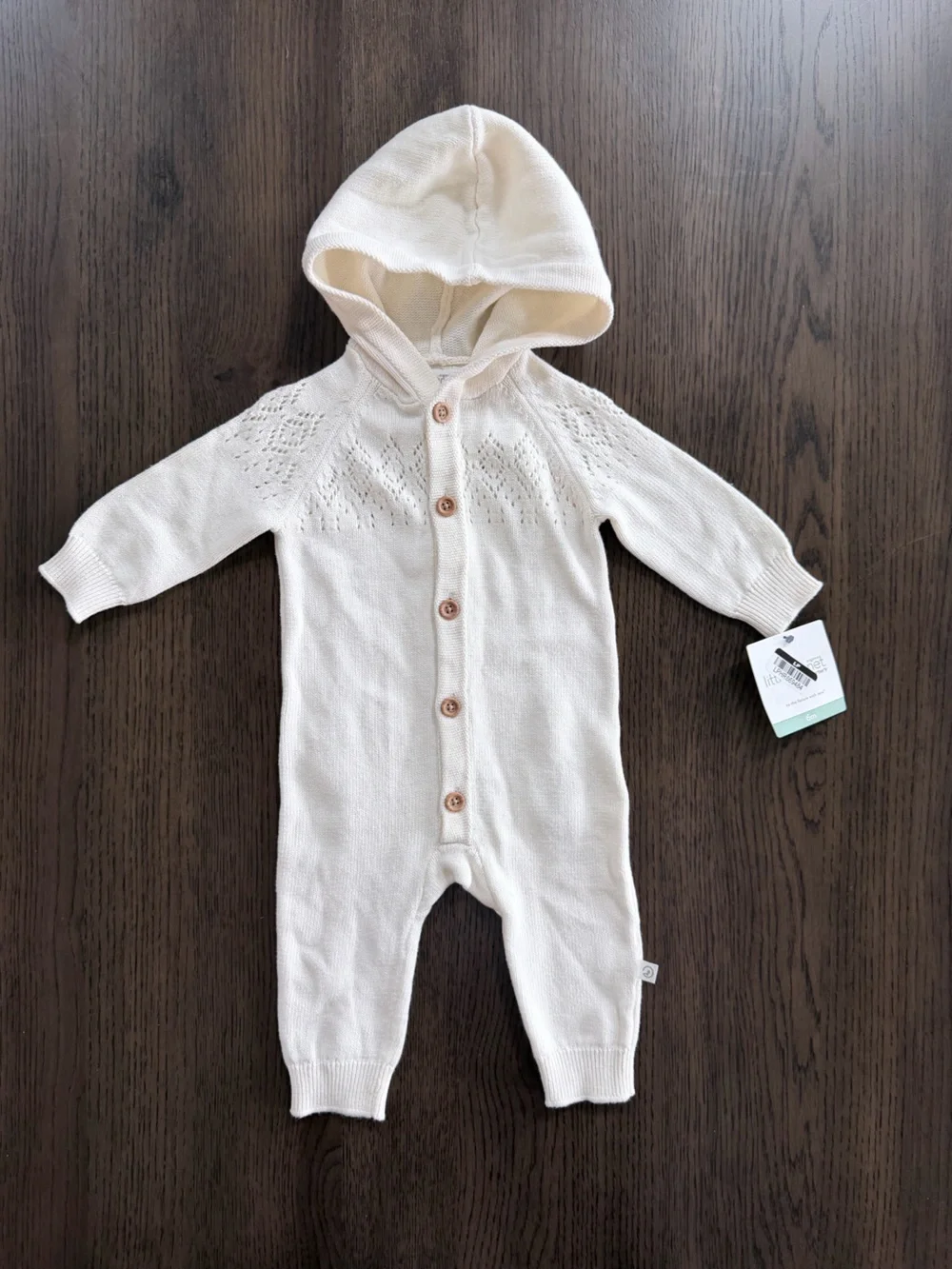 NWT Little Planet 6 Months Hooded One-Piece Romper in Cream